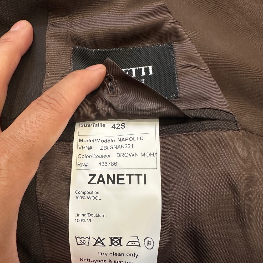NWT Zanetti Brown 100% Wool made in Italy Napoli suit - Picture 7 of 14